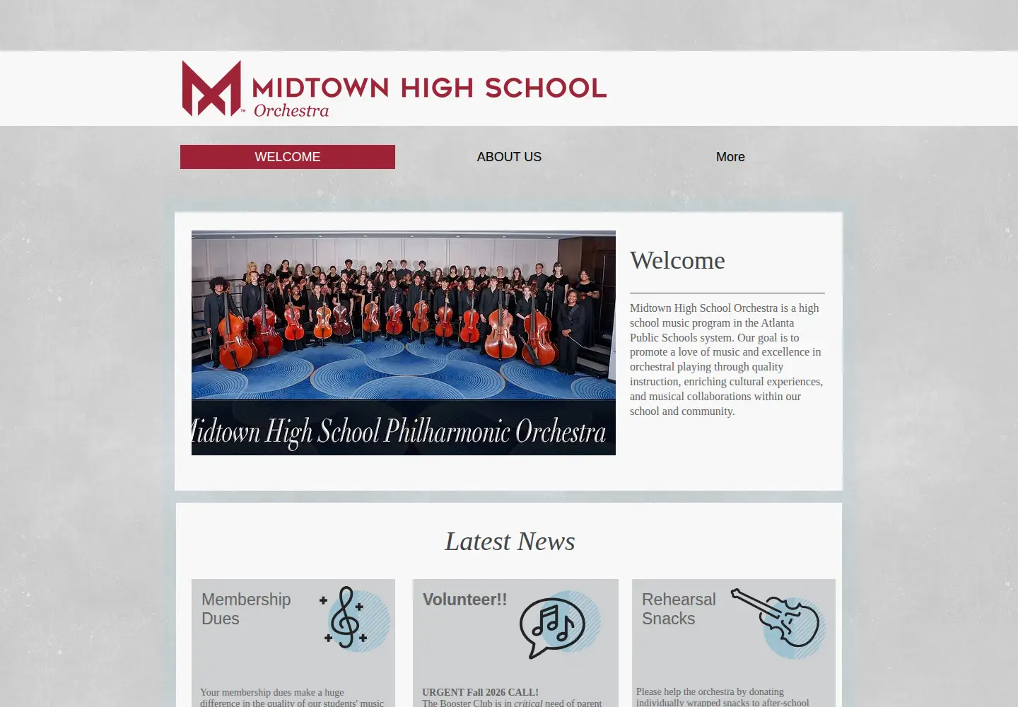 Captured homepage of midtownhsorchestra.org in the current scan