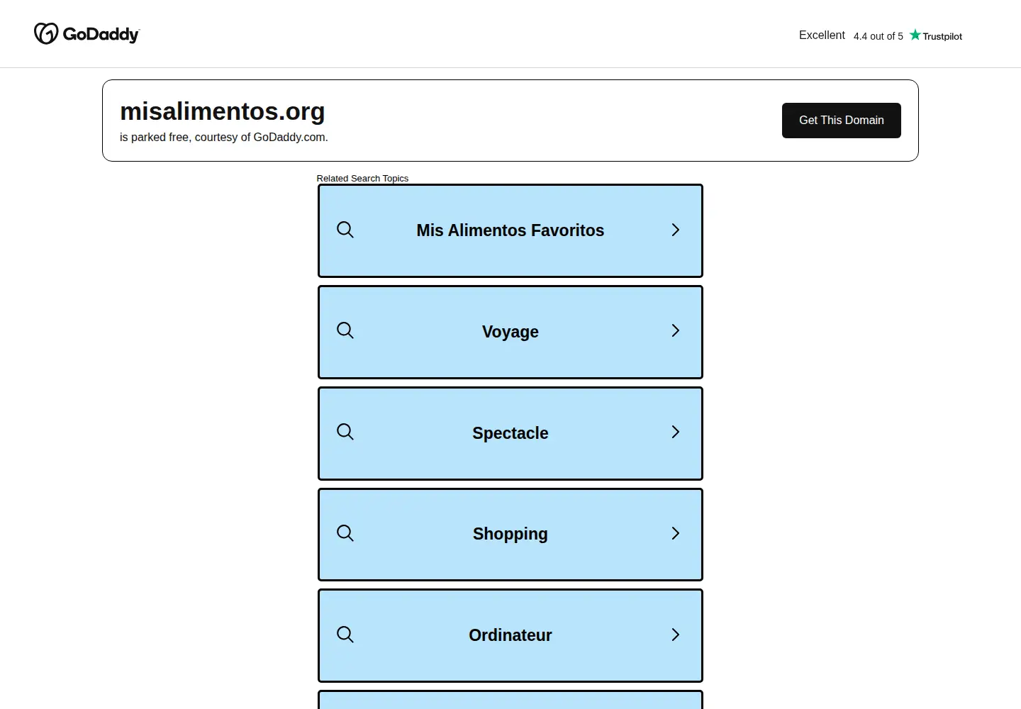 Captured homepage of misalimentos.org in the current scan