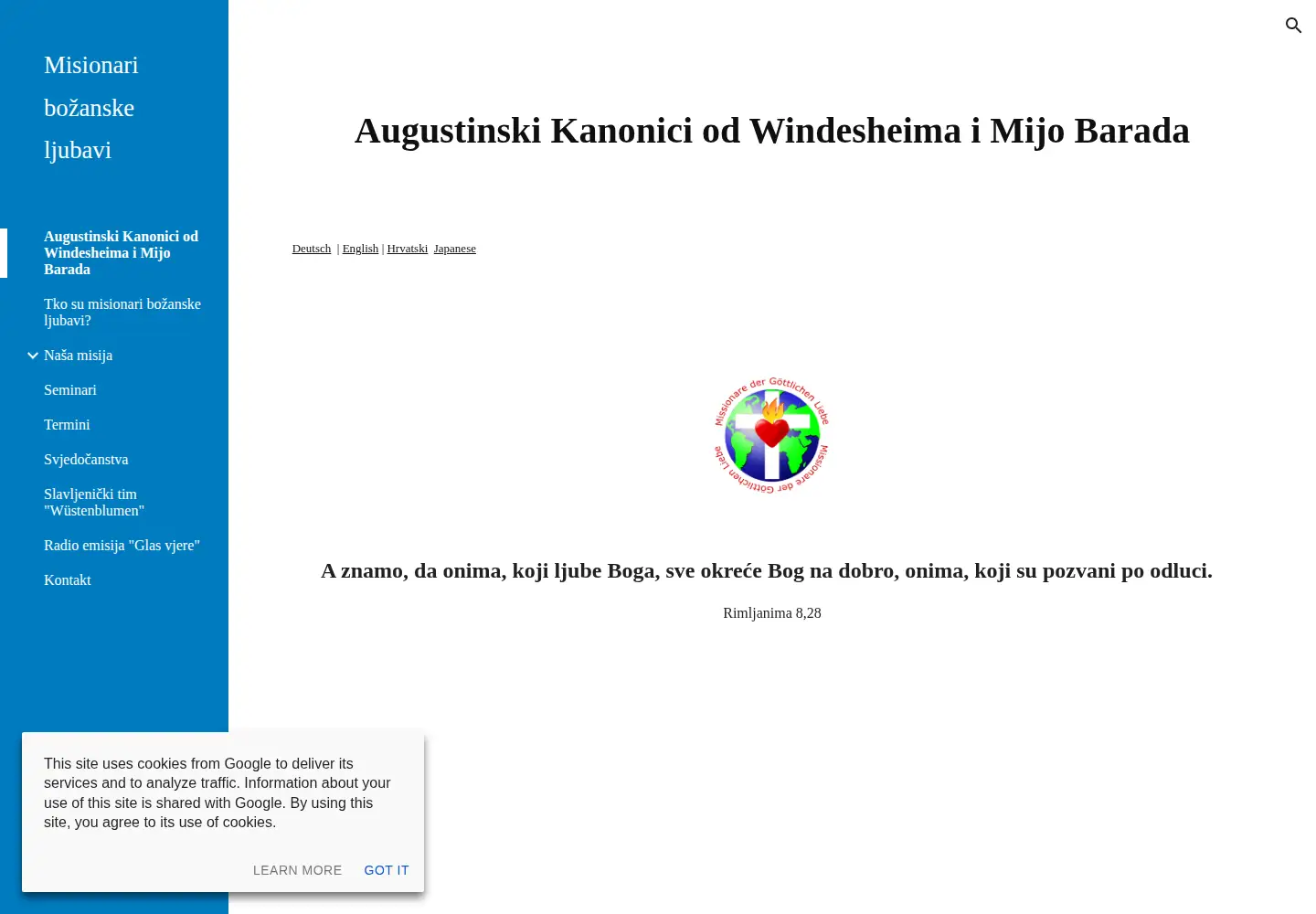 Screenshot of misionari-bozanske-ljubavi.org