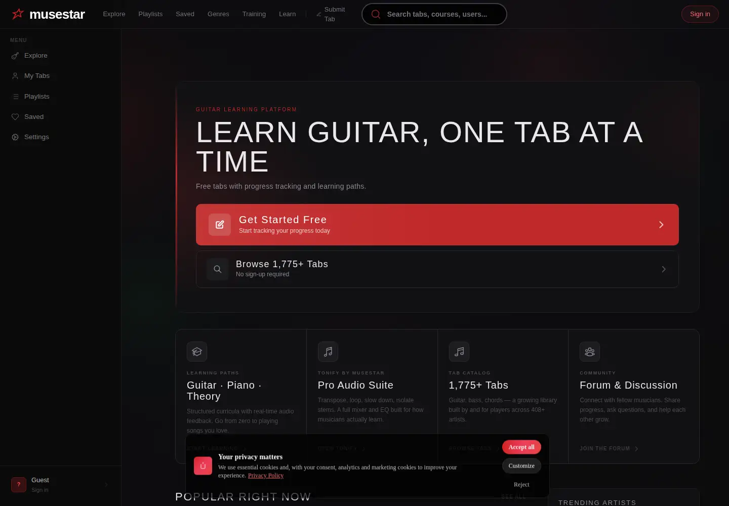 Screenshot of musestar.org