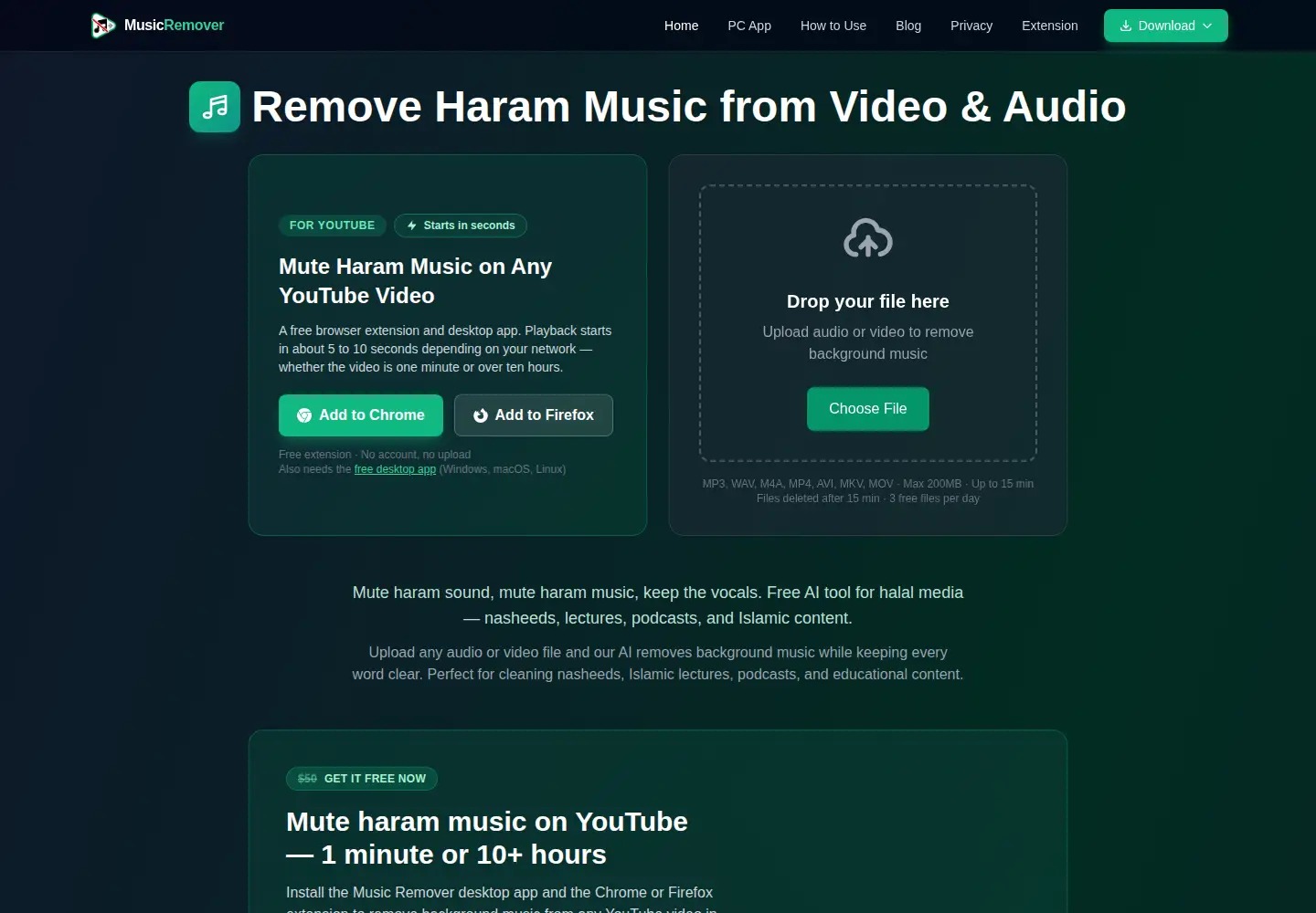 Captured homepage of musicremover.org in the current scan