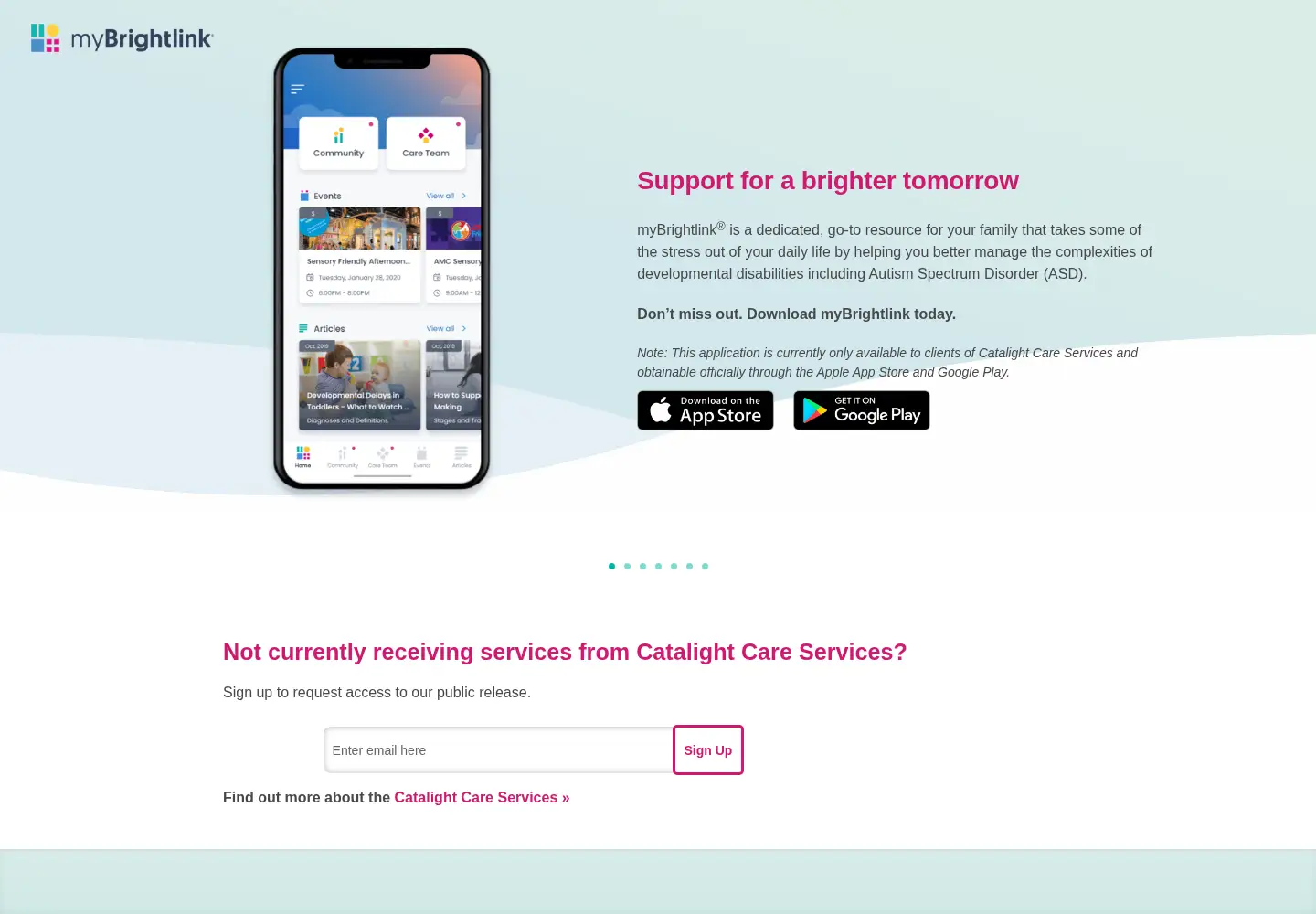 Screenshot of mybrightlink.org