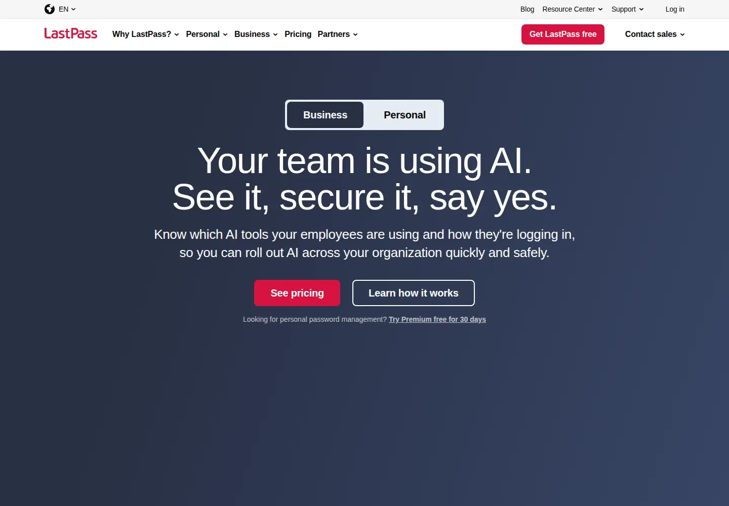 Screenshot of lastpass.com