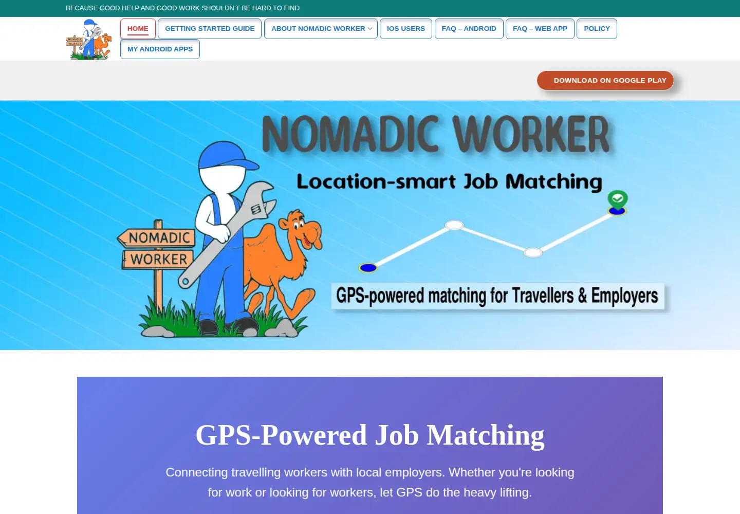 Screenshot of nomadicworker.org
