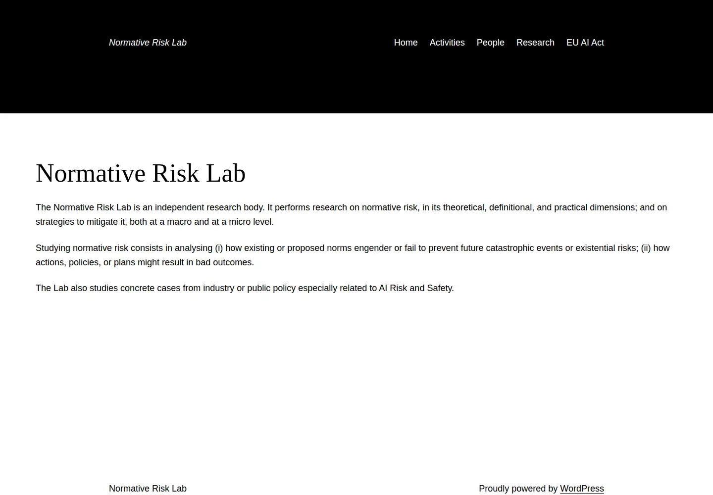 Screenshot of normativerisk.org