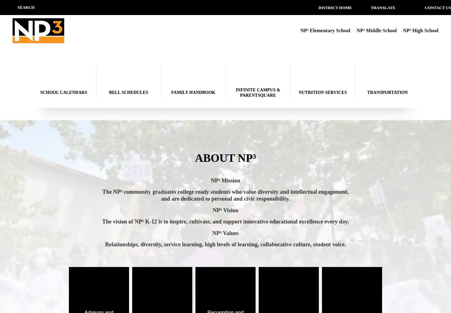 Captured homepage of np3k12.org in the current scan