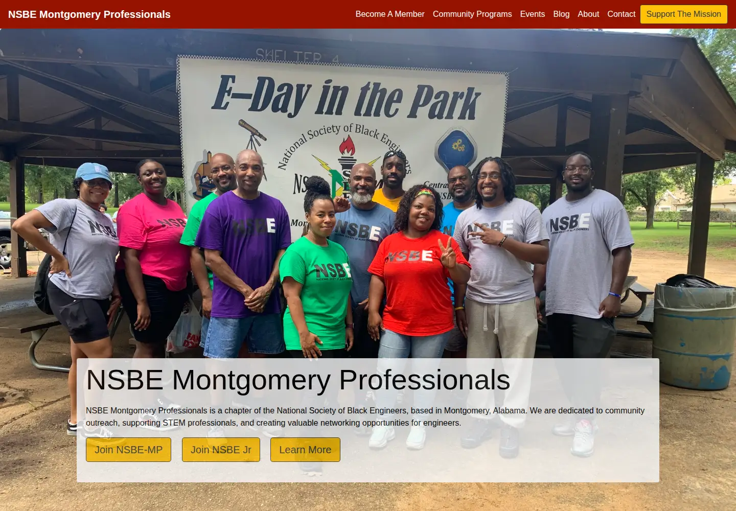 Captured homepage of nsbe-mp.org in the current scan