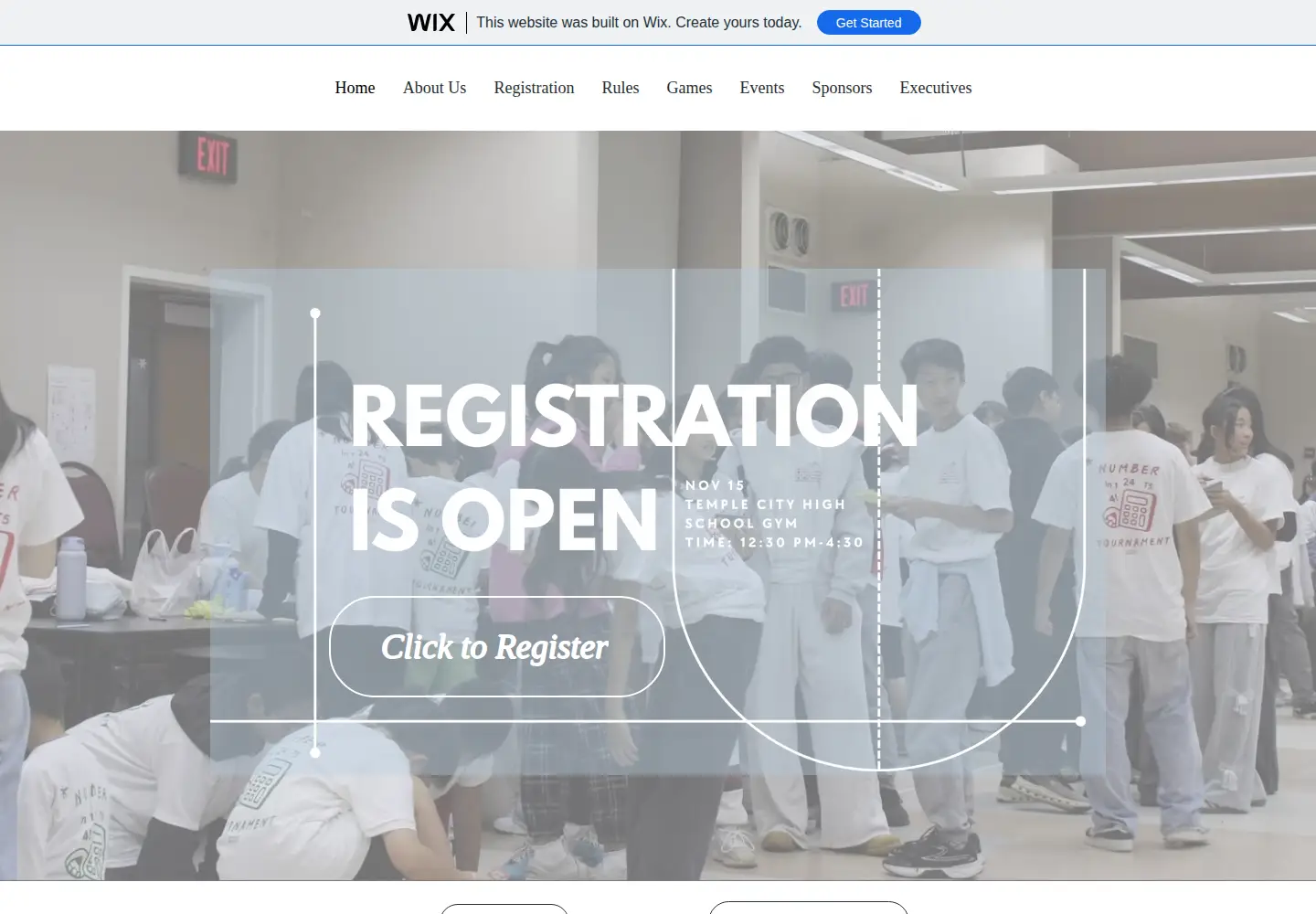 Captured homepage of numbertournament.org in the current scan