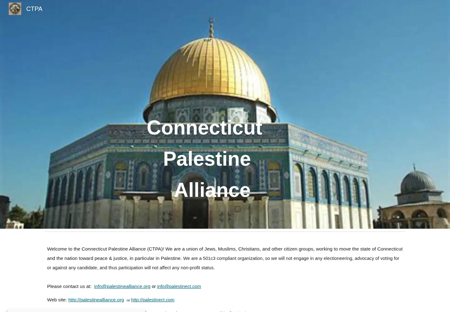 Screenshot of palestinealliance.org
