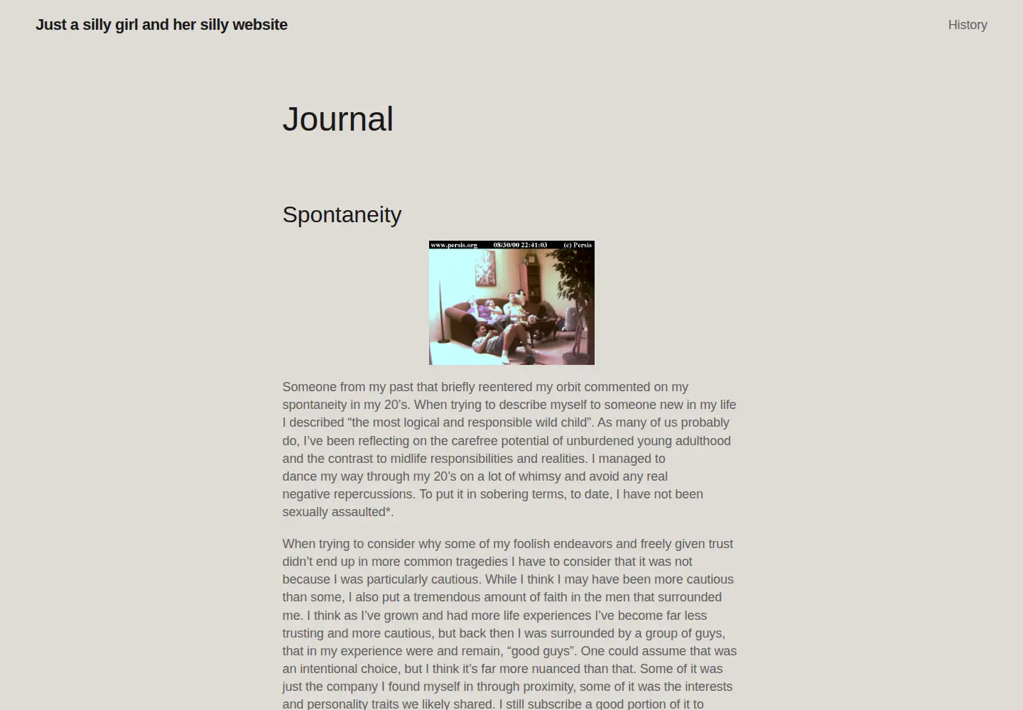 Captured homepage of persis.org in the current scan