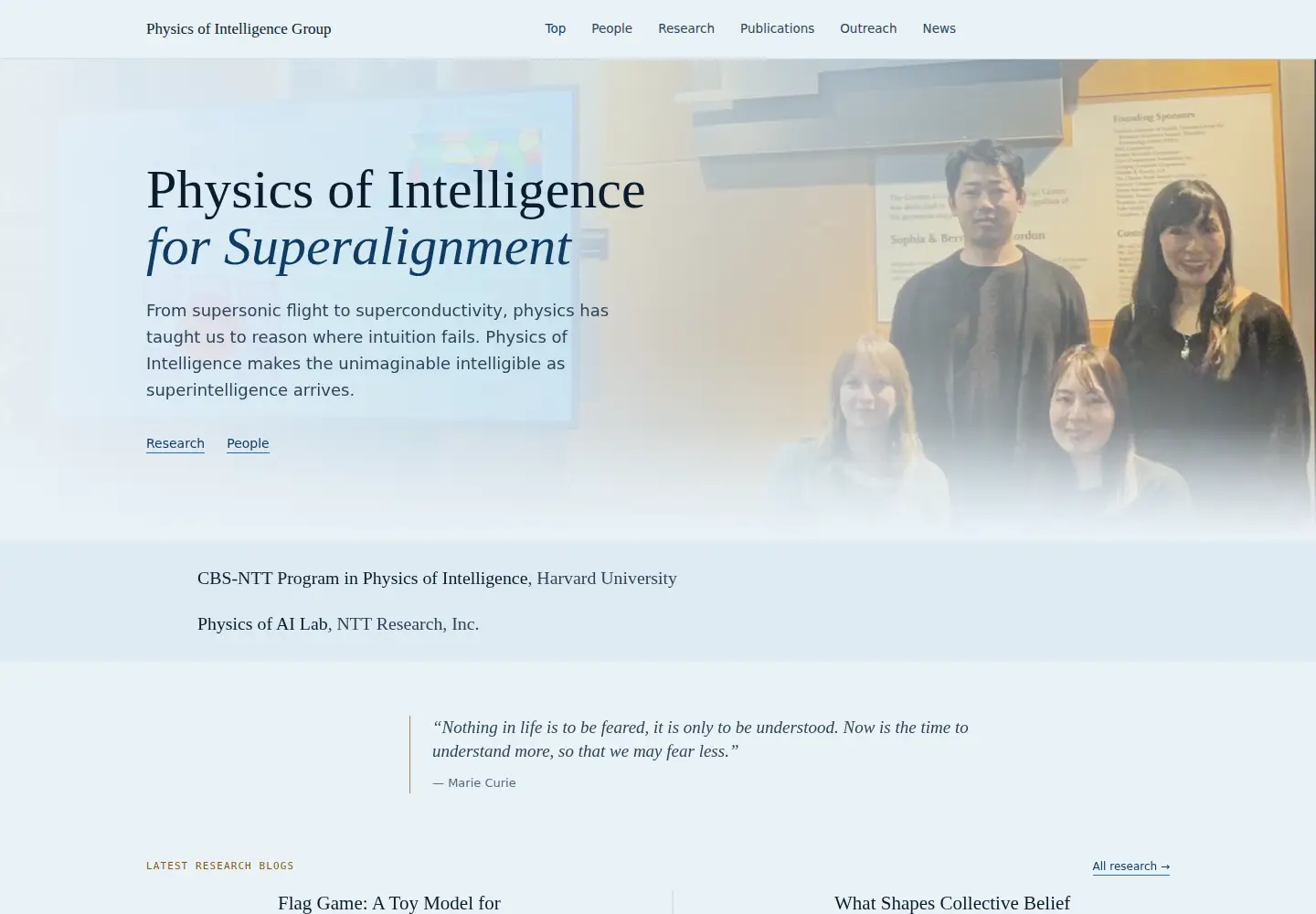 Screenshot of physicsintelligence.org