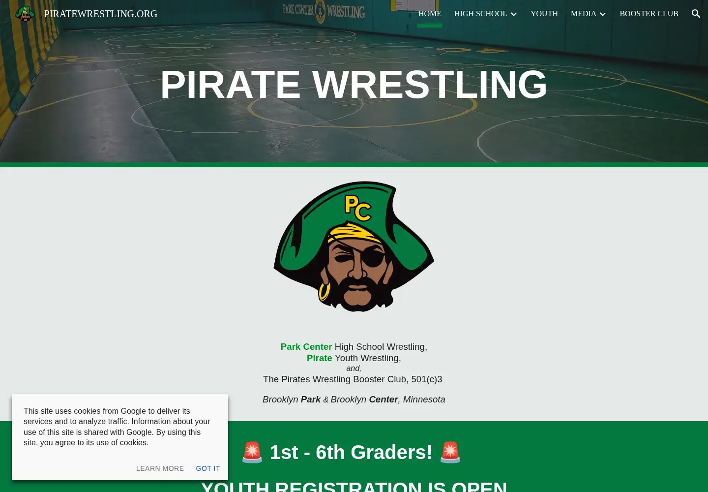 Screenshot of piratewrestling.org