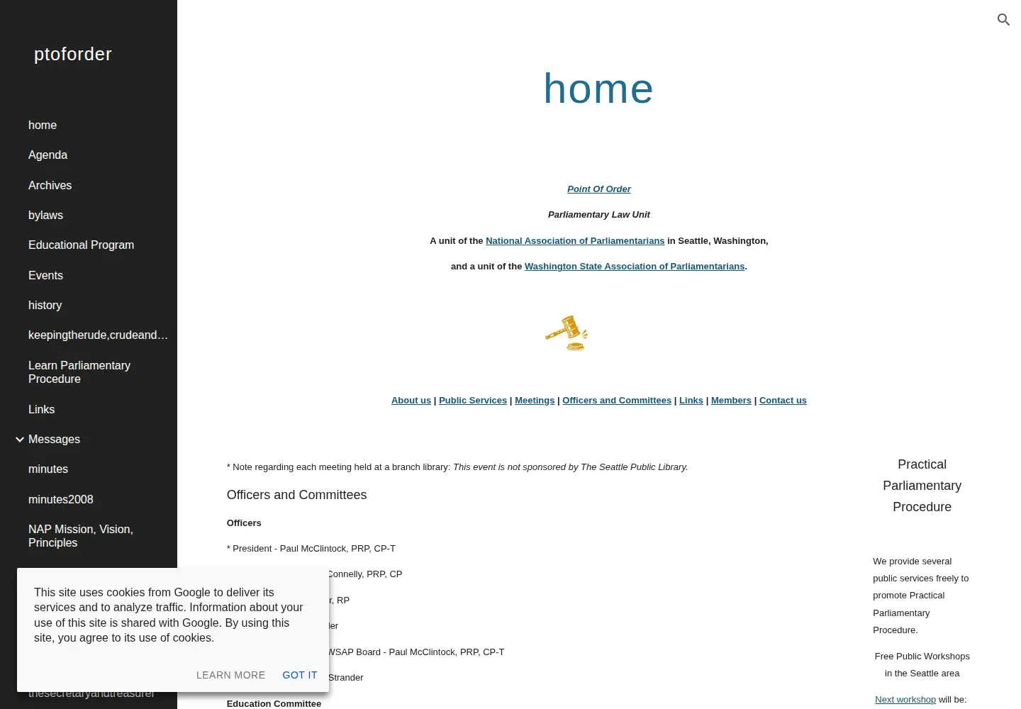 Screenshot of pointoforder.org