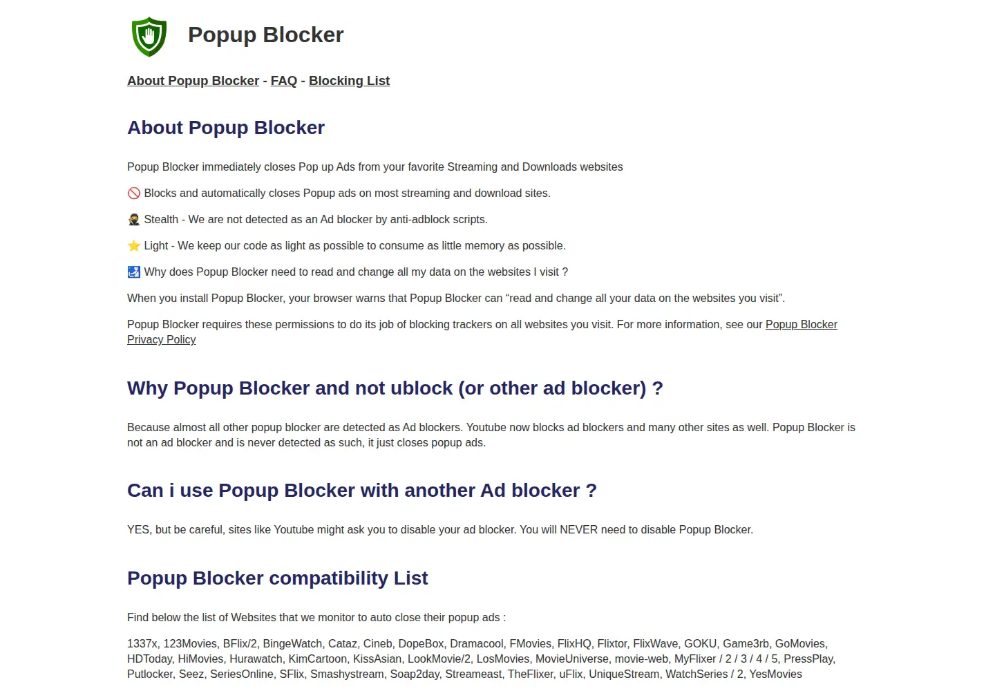 Captured homepage of popupsblocker.org in the current scan