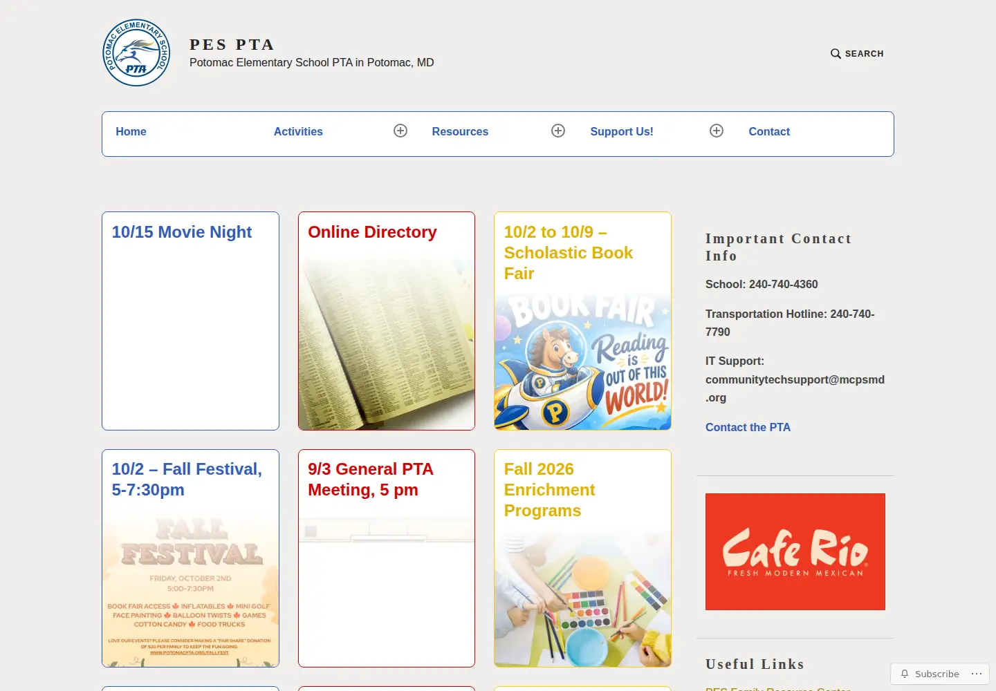 Captured homepage of potomacpta.org in the current scan