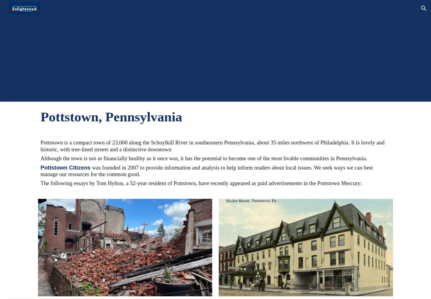 Screenshot of pottstowncitizens.org