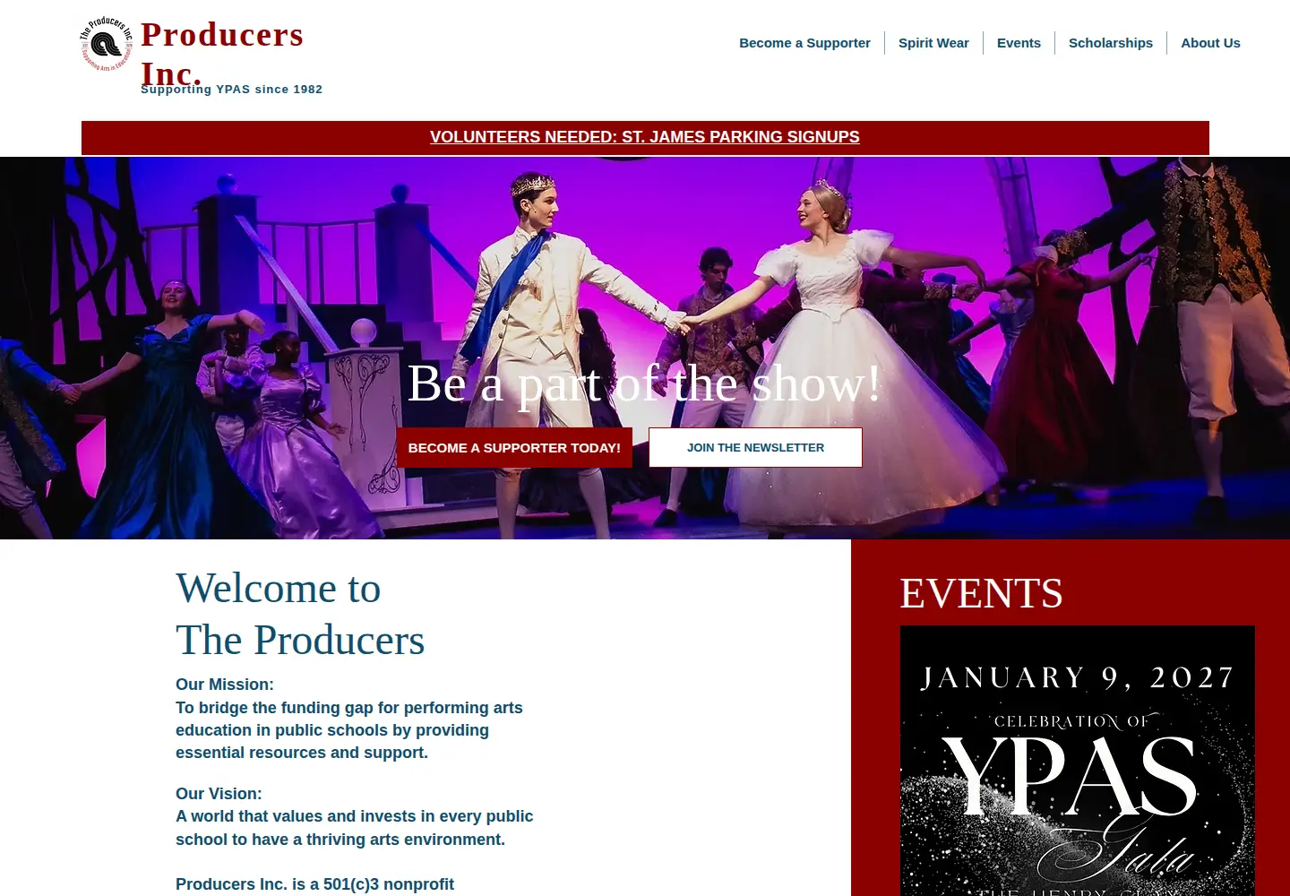 Captured homepage of producers-ypas.org in the current scan
