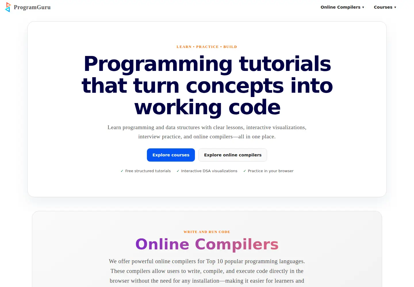 Captured homepage of programguru.org in the current scan
