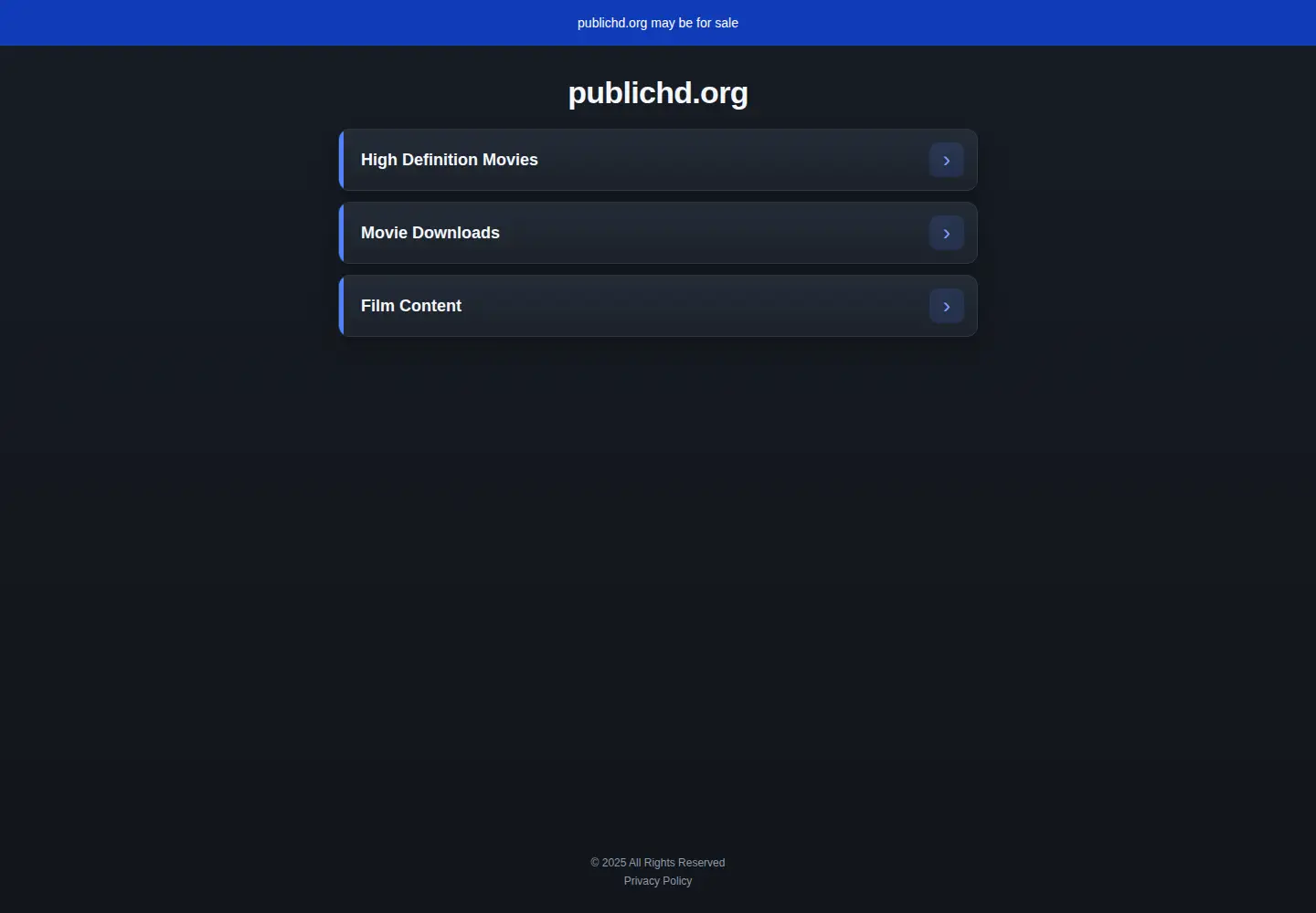 Captured homepage of publichd.org in the current scan