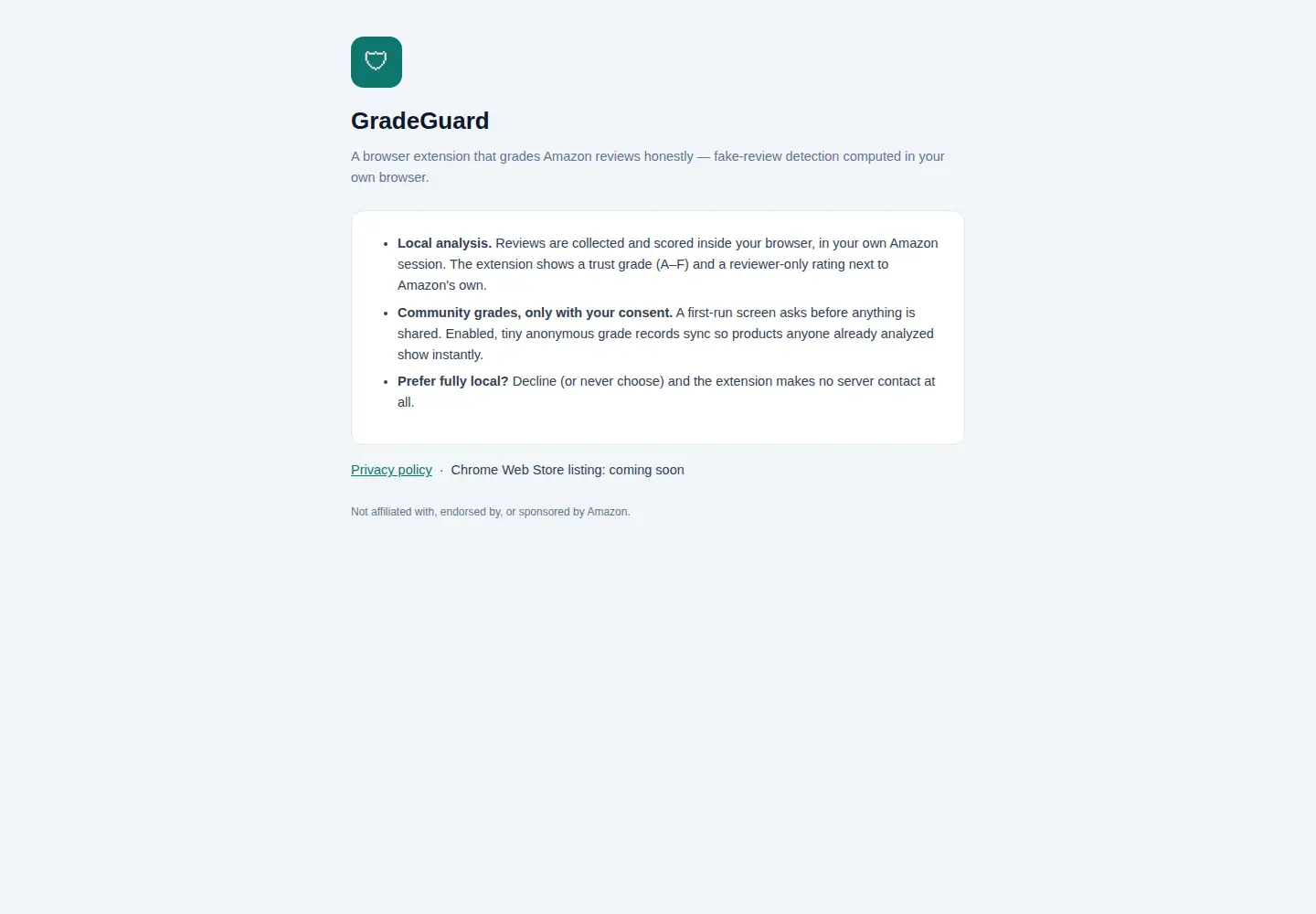 Captured homepage of reviewerguard.org in the current scan