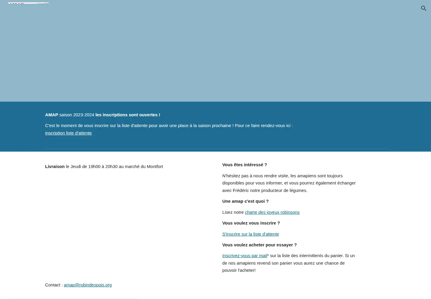 Captured homepage of robindespois.org in the current scan