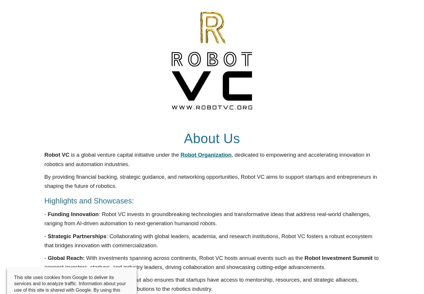 Screenshot of robotvc.org