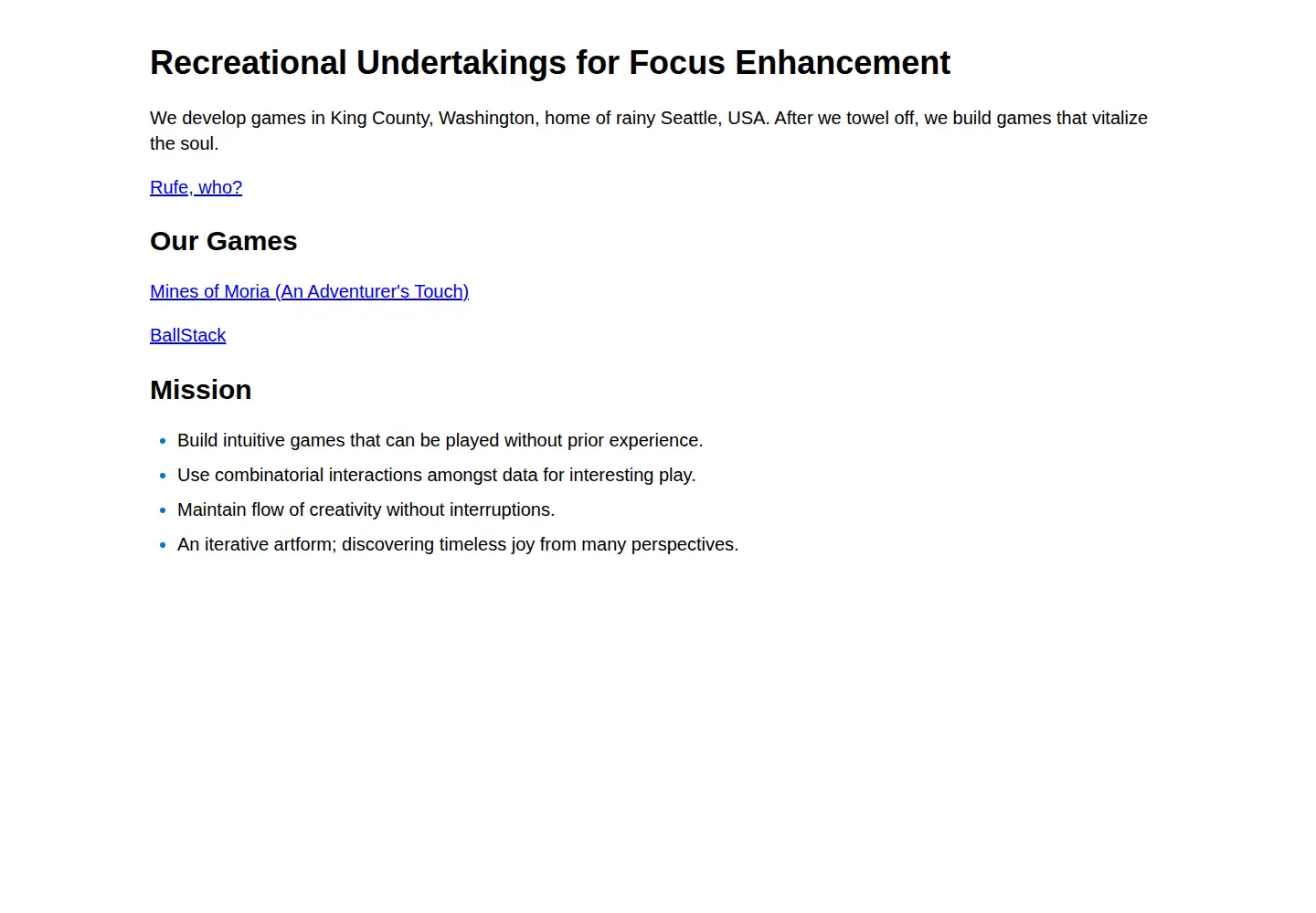 Captured homepage of rufe.org in the current scan
