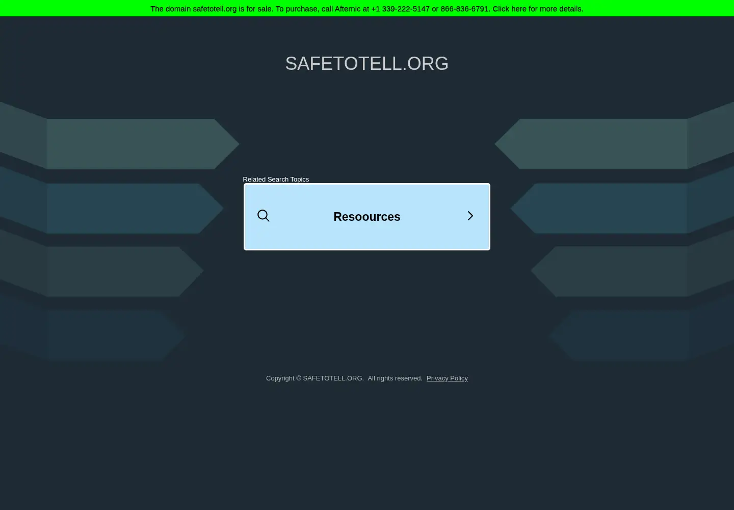 Captured homepage of safetotell.org in the current scan