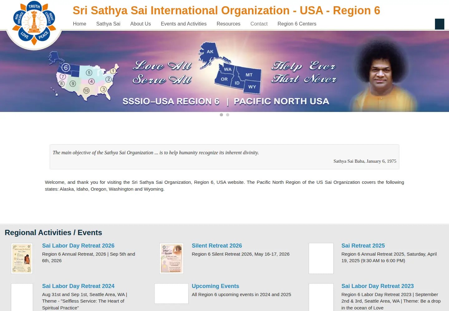 Captured homepage of sairegion6.org in the current scan