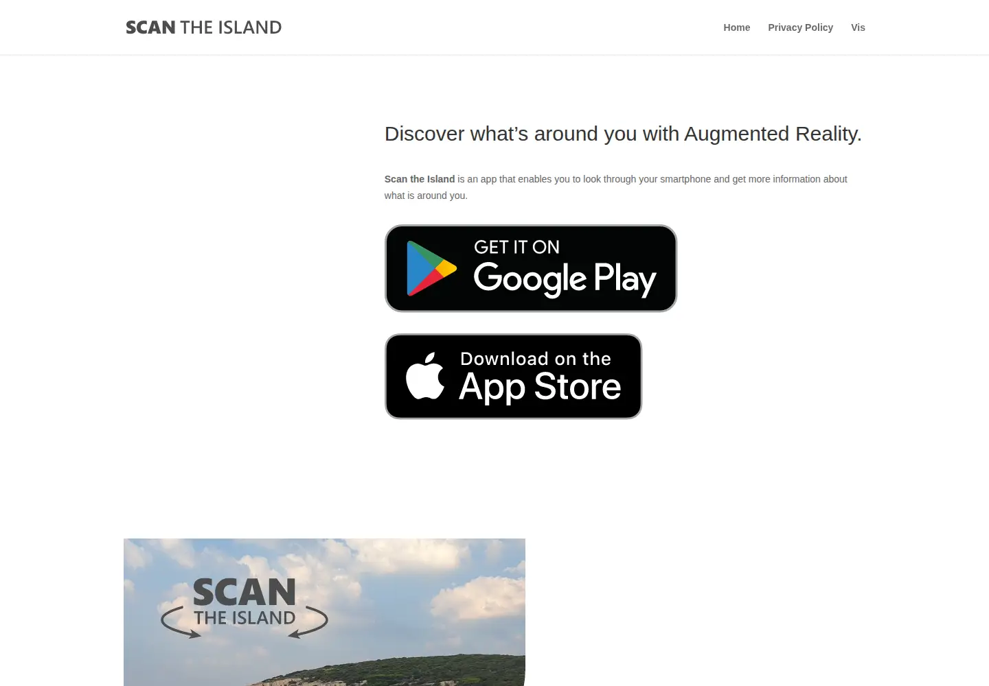 Captured homepage of scan-the-island.org in the current scan