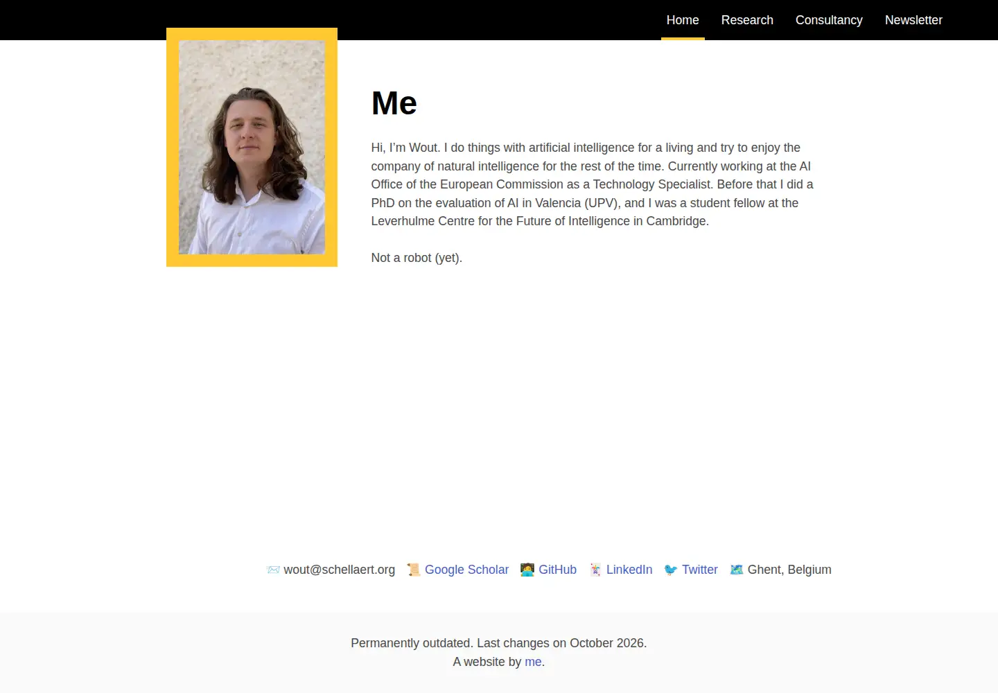 Captured homepage of schellaert.org in the current scan