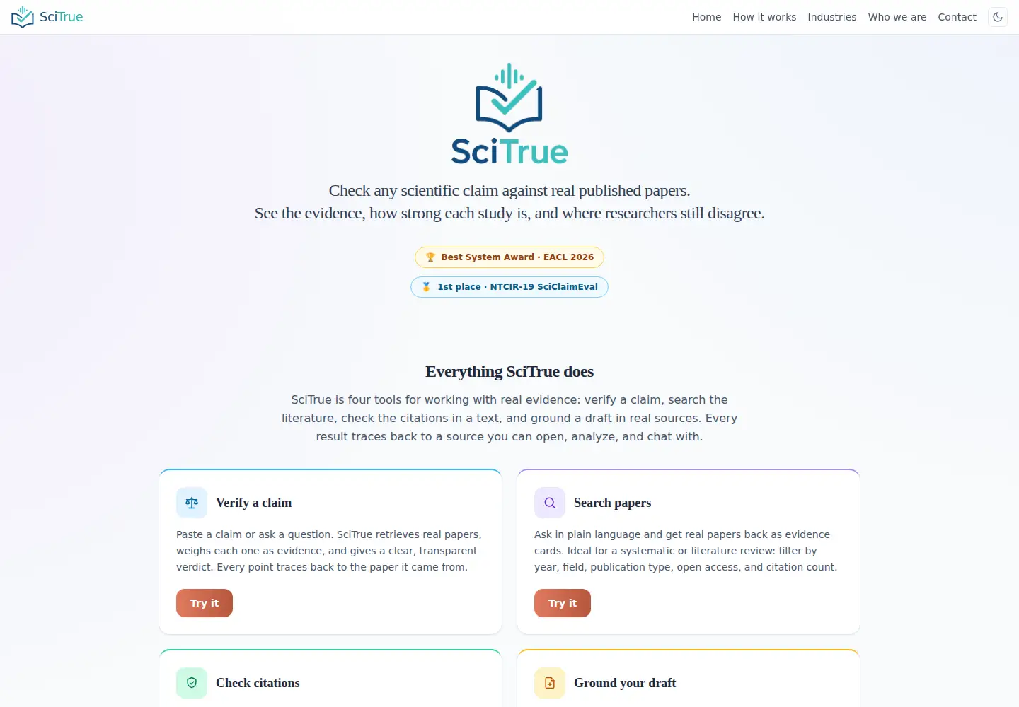Screenshot of scitrue.org