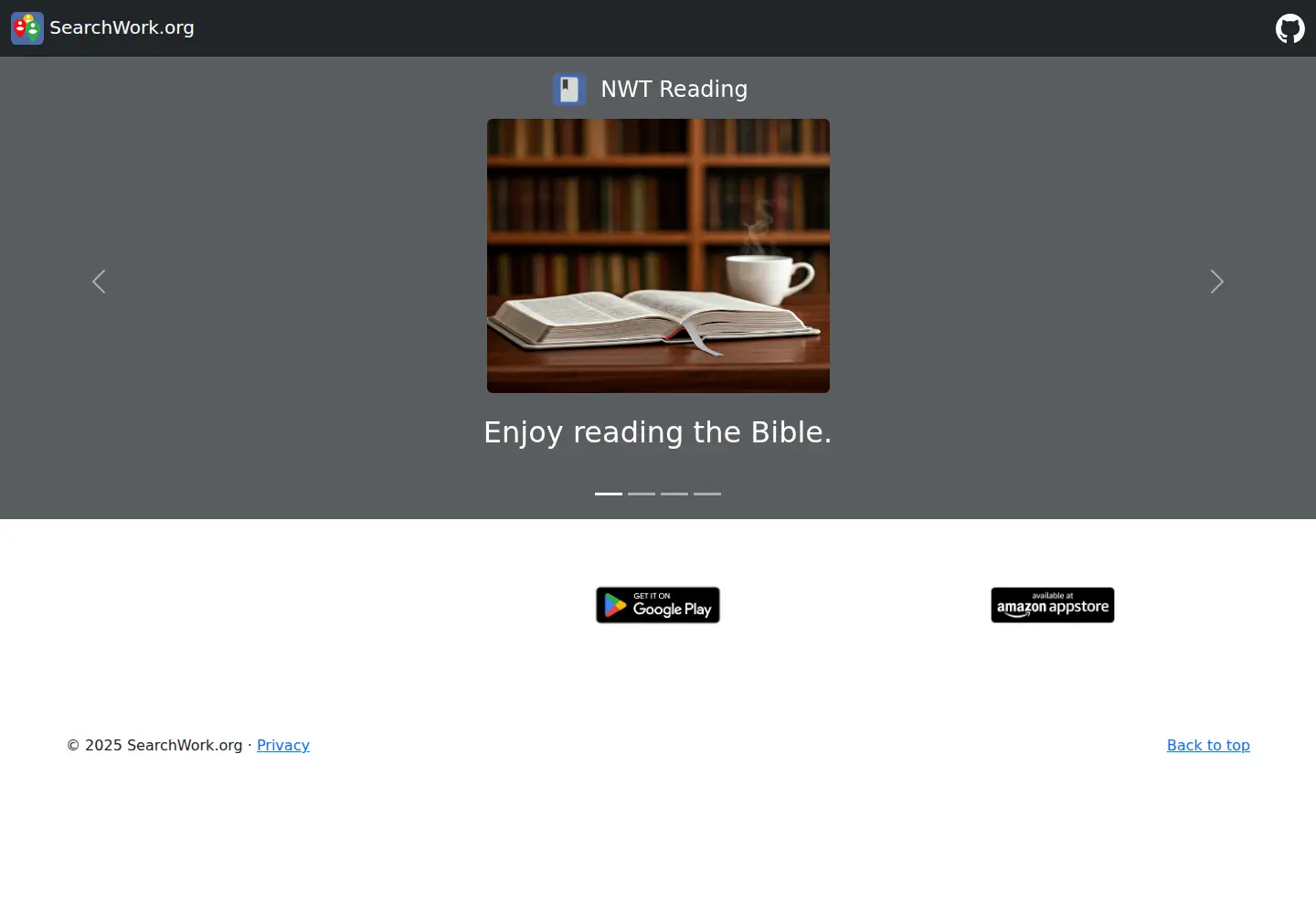 Captured homepage of searchwork.org in the current scan