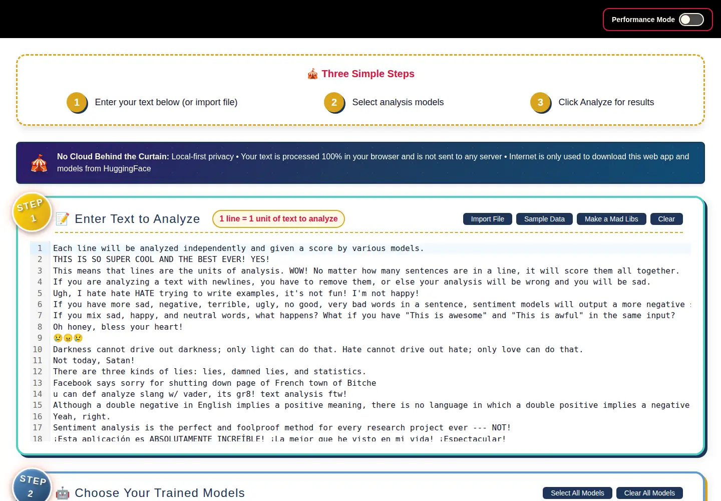 Screenshot of sentimentomatic.org