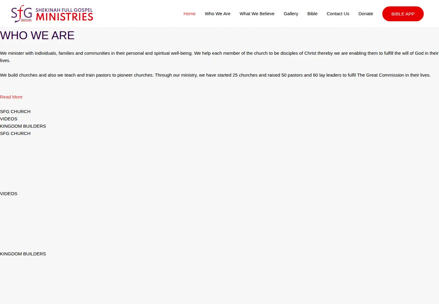 Screenshot of sfgministries.org