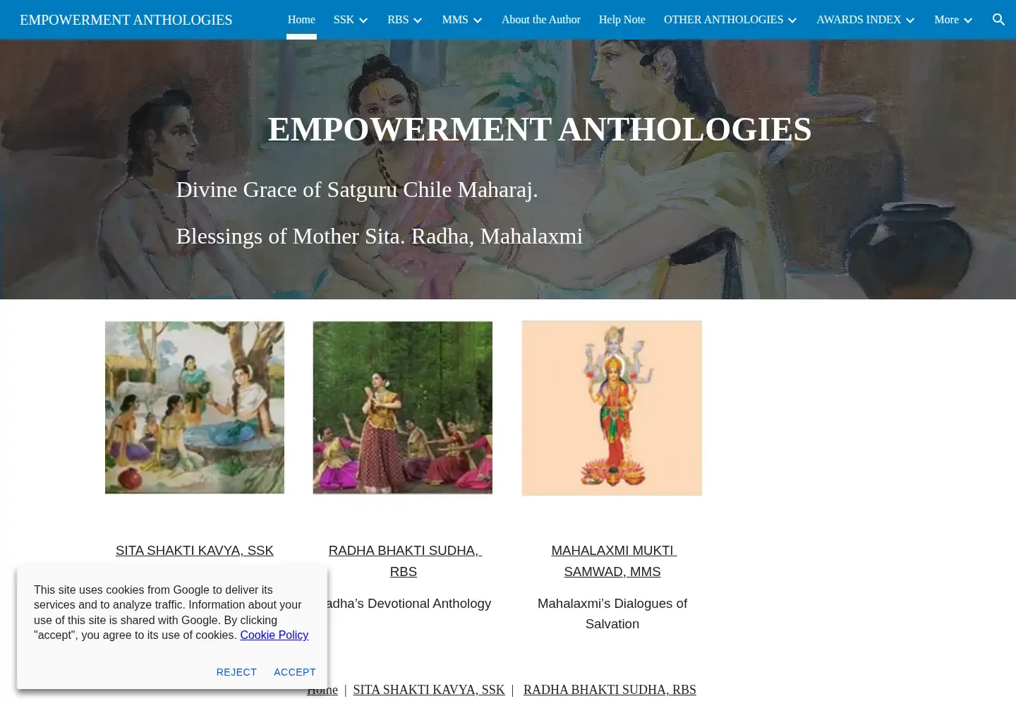 Captured homepage of sita-radha-laxmi.org in the current scan