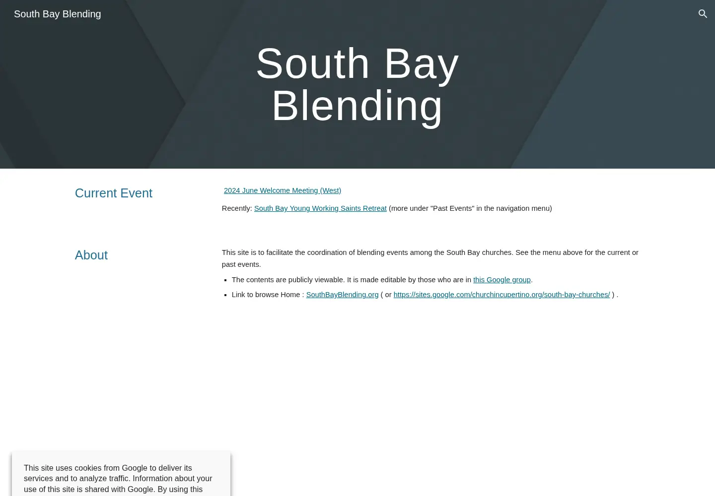 Captured homepage of southbayblending.org in the current scan