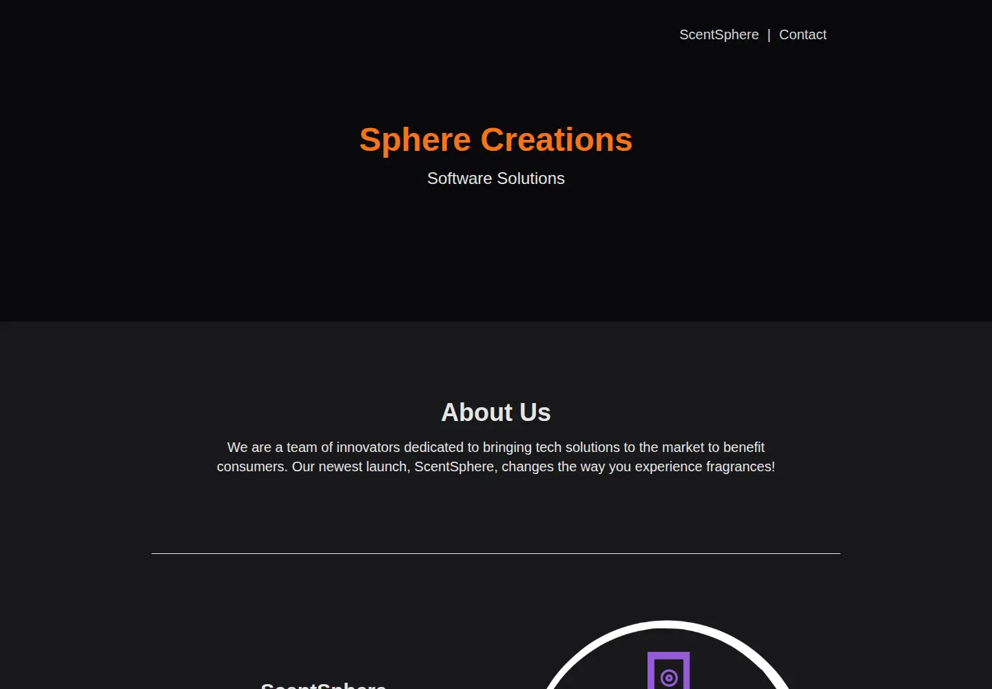 Captured homepage of spherecreations.org in the current scan