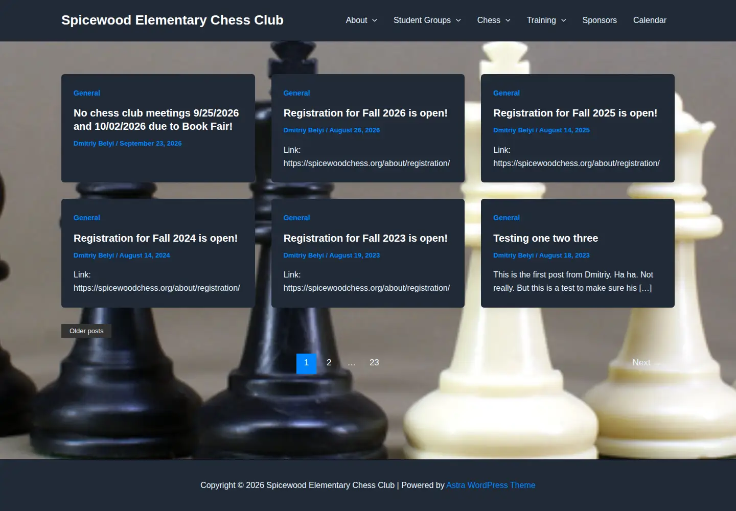 Screenshot of spicewoodchess.org