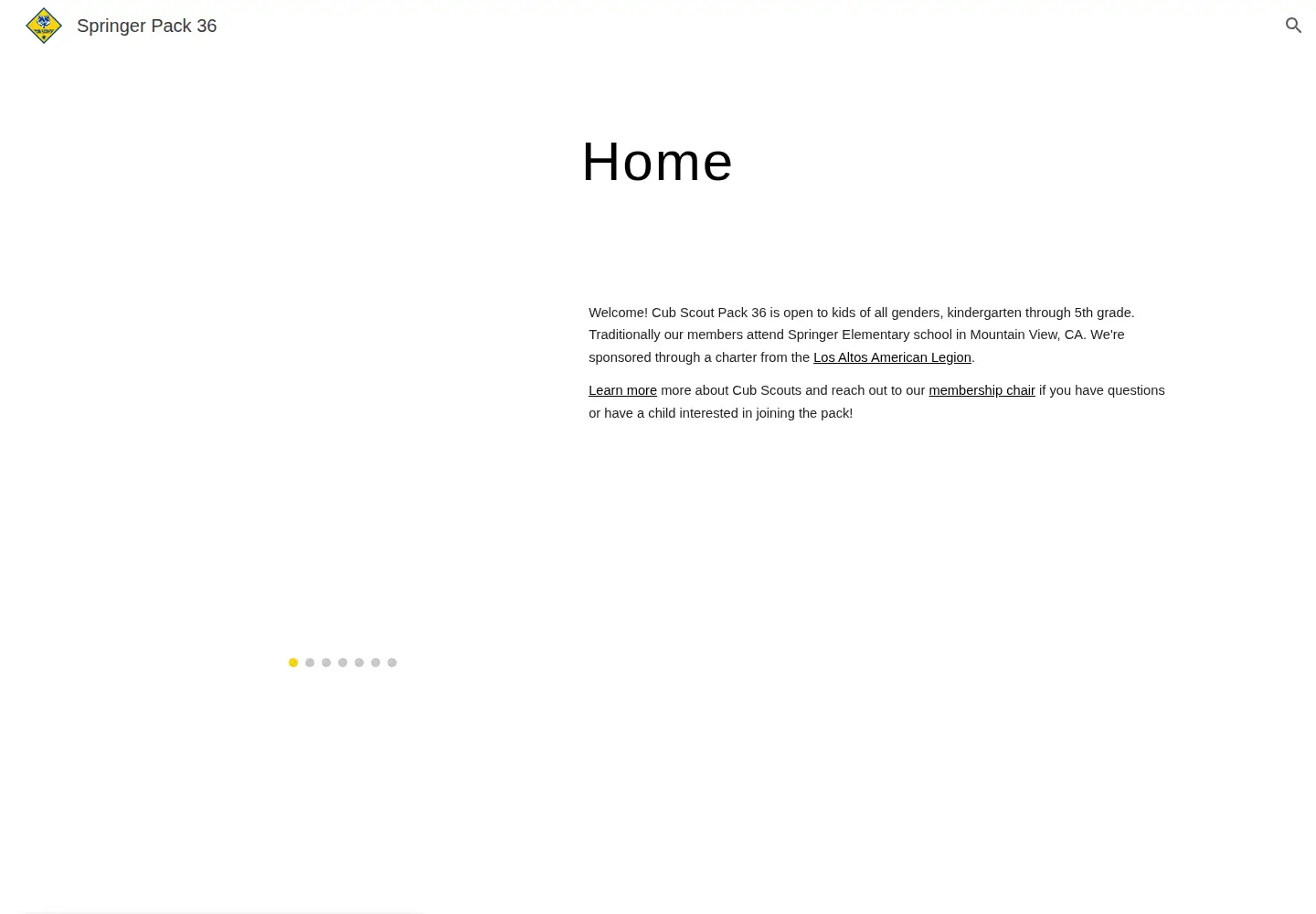 Captured homepage of springerpack36.org in the current scan