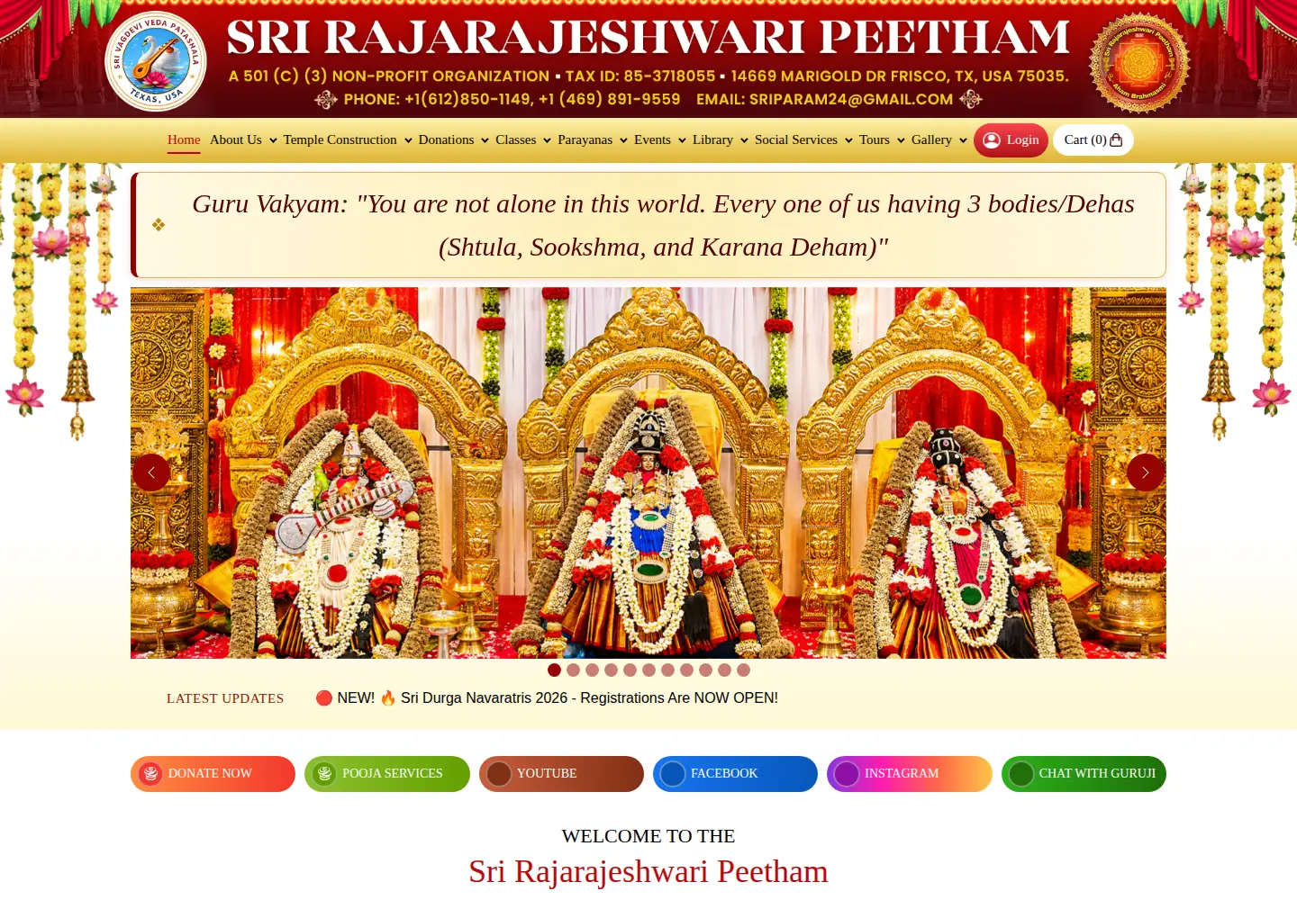Screenshot of srirajarajeshwaripeetham.org