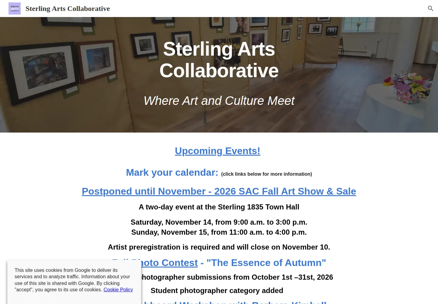 Screenshot of sterlingartscollaborative.org