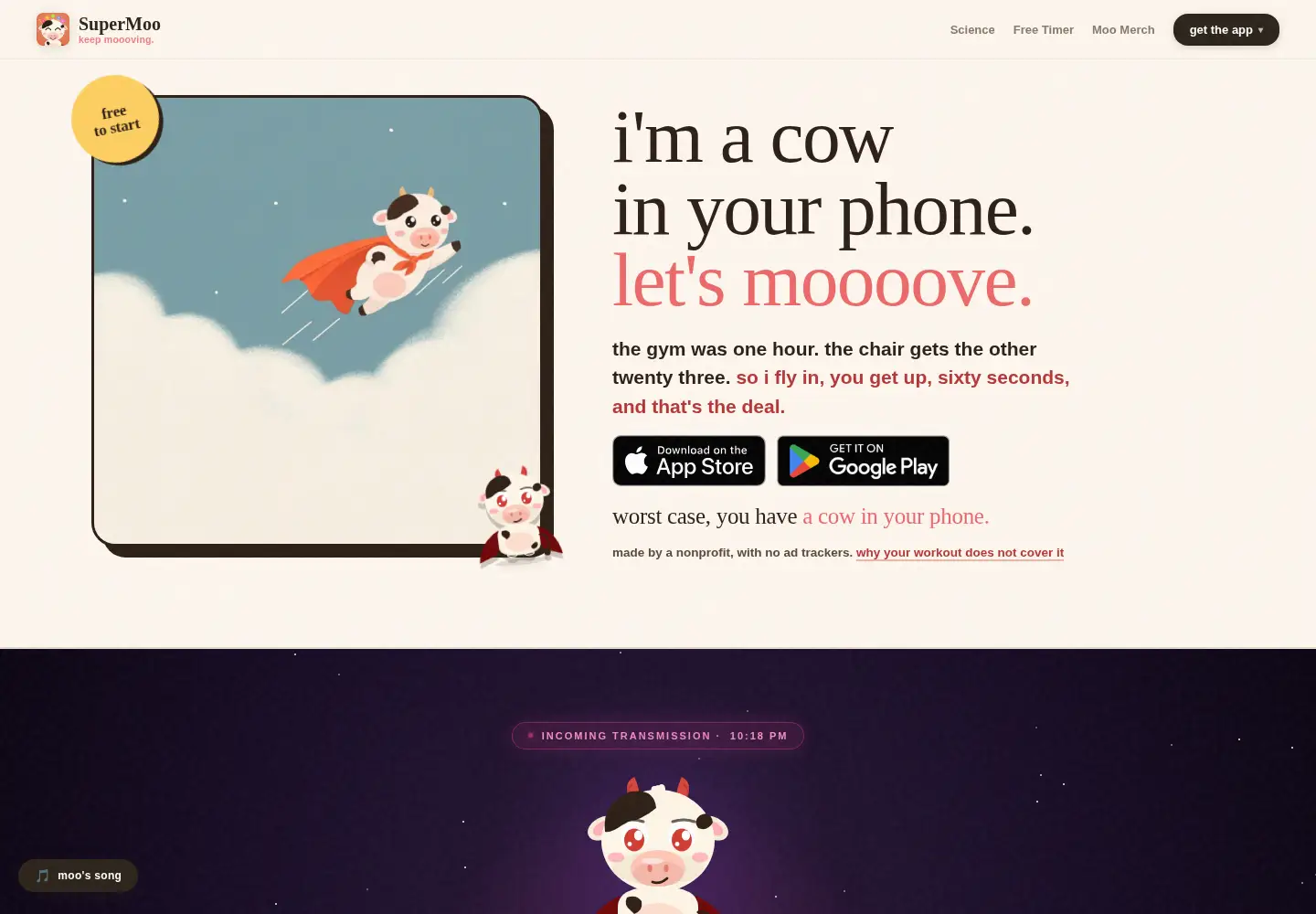 Screenshot of supermoo.org