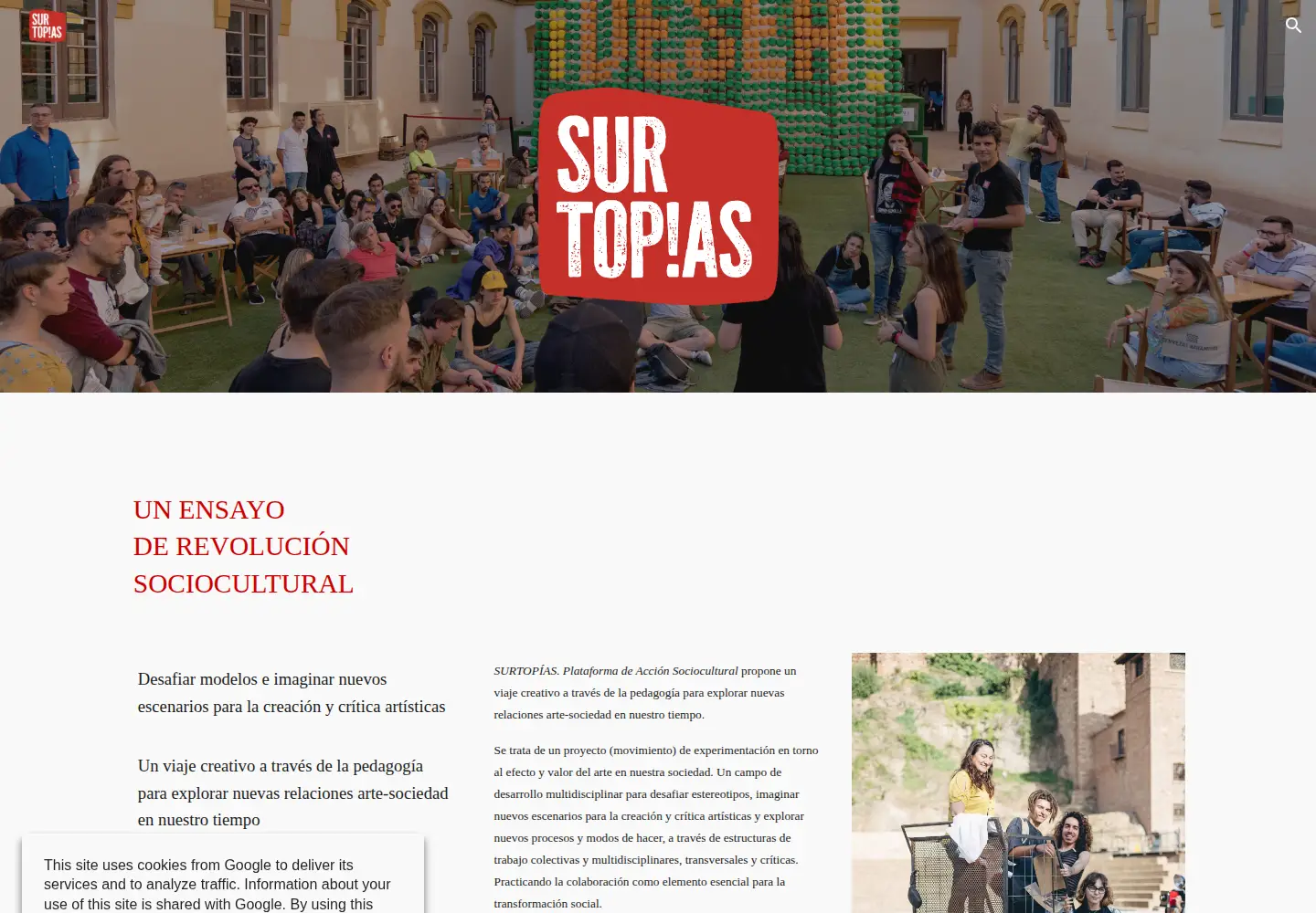 Captured homepage of surtopias.org in the current scan