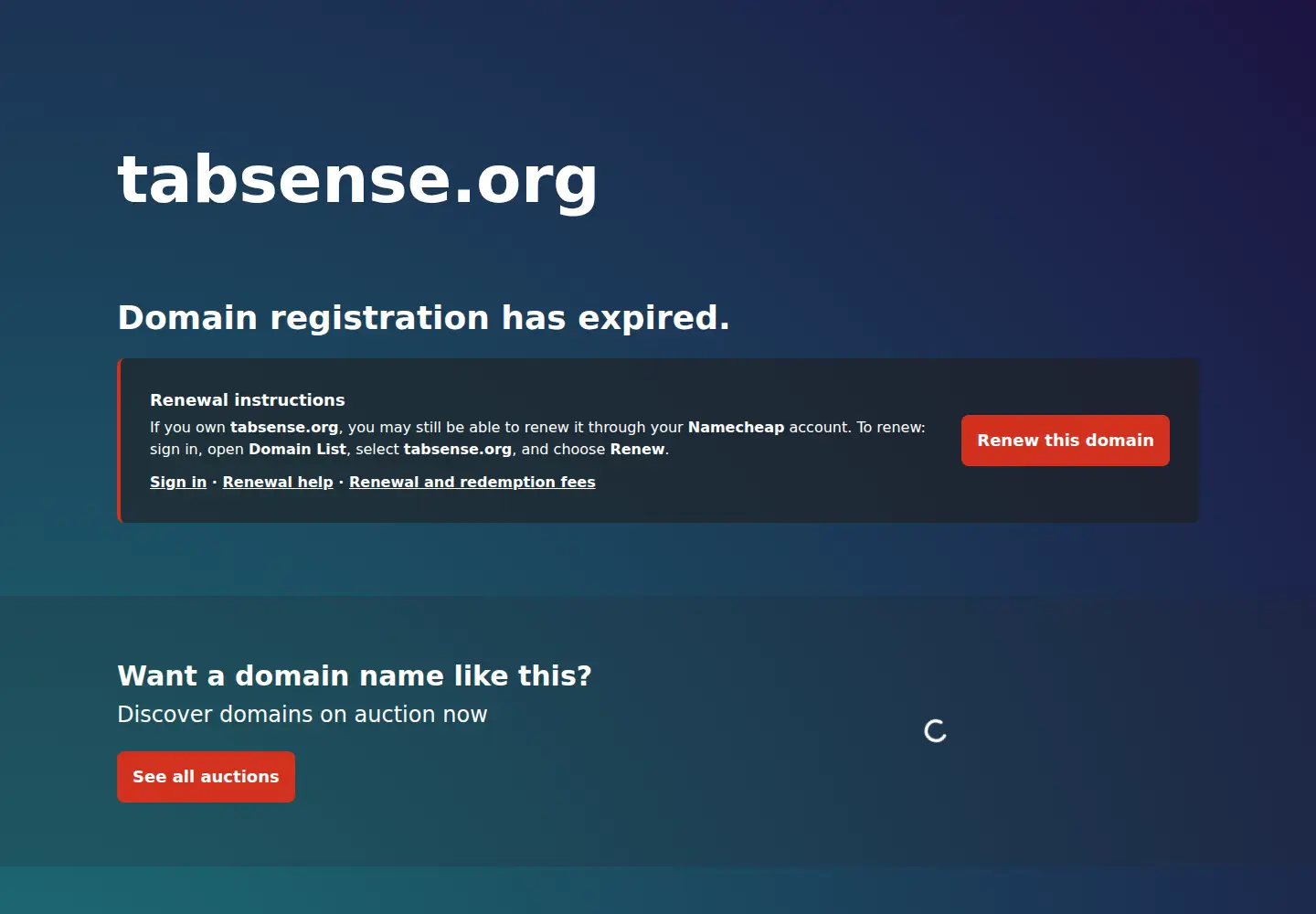 Screenshot of tabsense.org