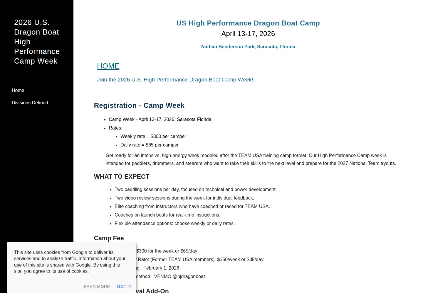 Captured homepage of teamusa-srwomen.org in the current scan