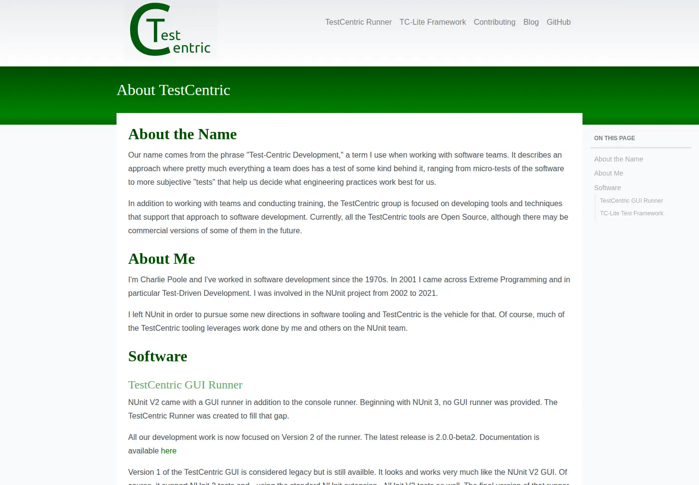 Captured homepage of test-centric.org in the current scan