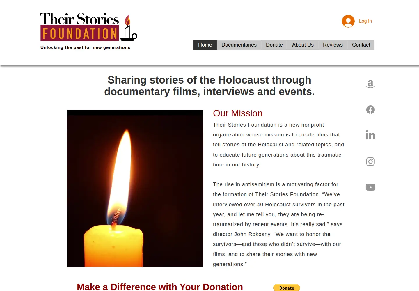 Screenshot of theirstoriesfoundation.org