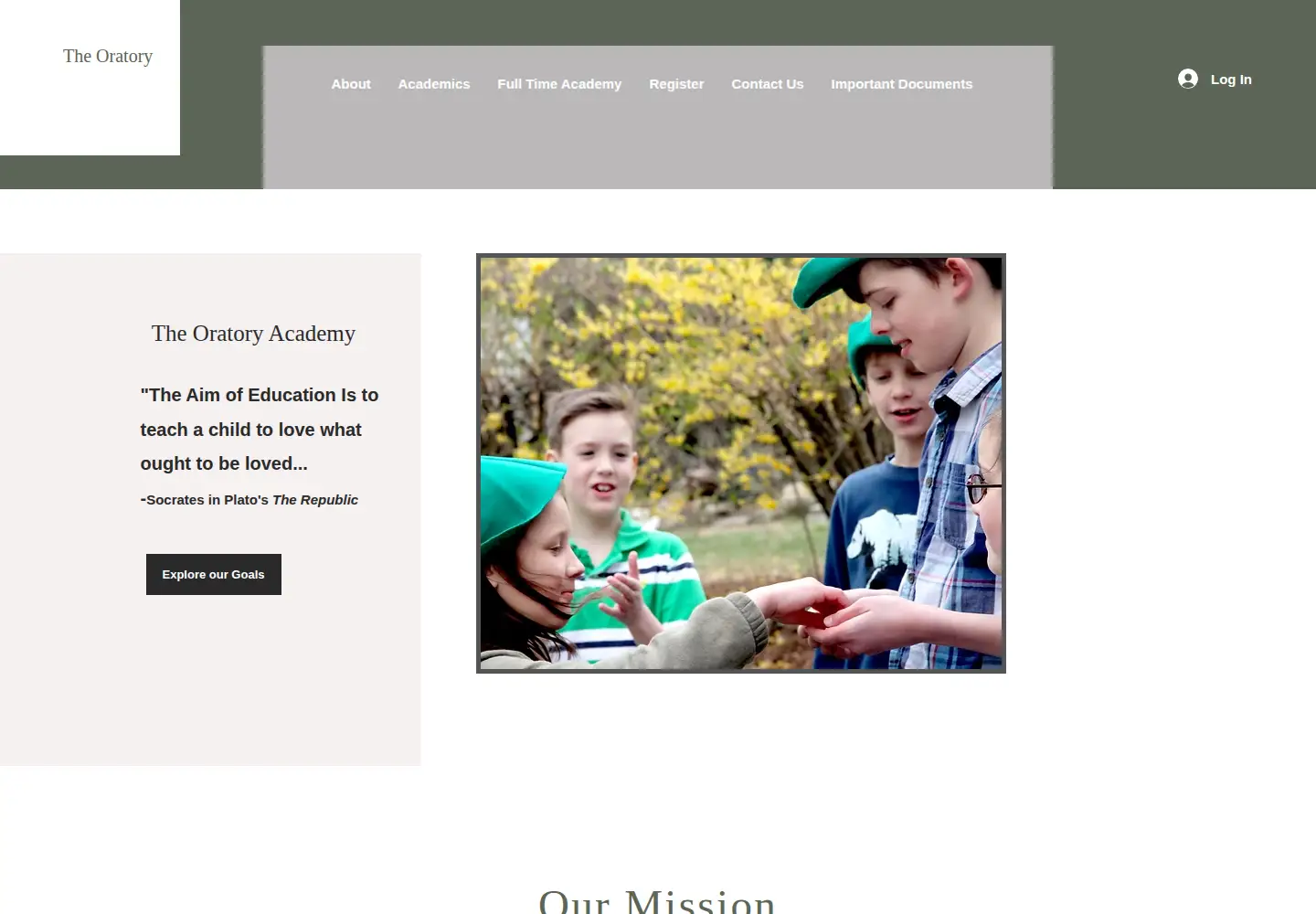 Captured homepage of theoratorystaunton.org in the current scan