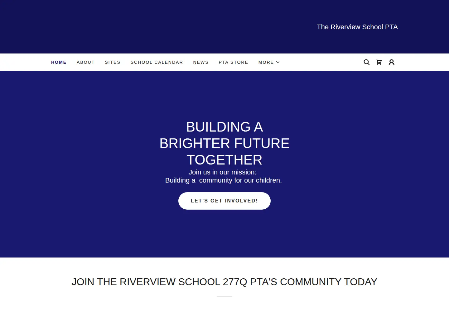 Captured homepage of theriverviewpta.org in the current scan